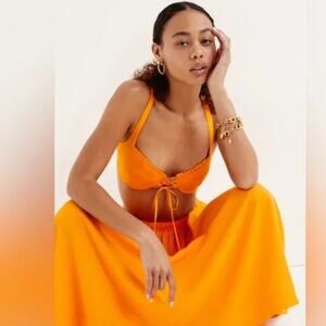 NWT For Love & Lemons Clementine Bra Top & Matching Maxi Skirt SET Sz:L Ret$228